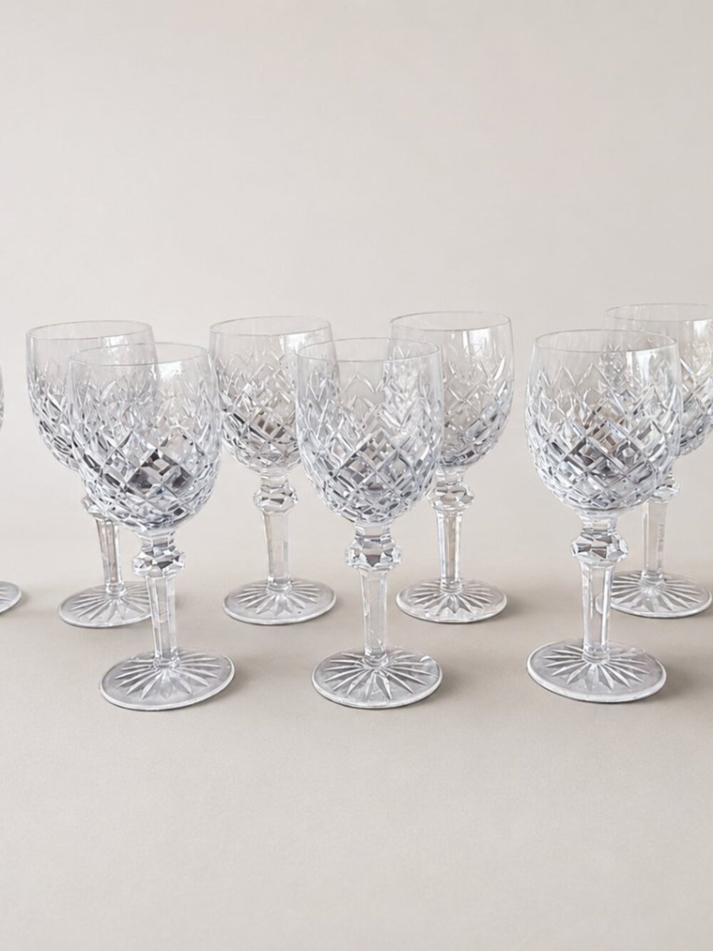 Vintage Lead Crystal Stemware Glasses - Set of 9